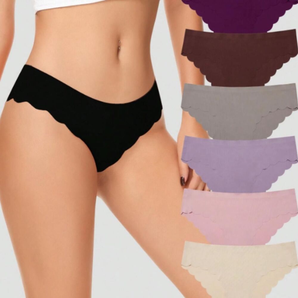 New Unworn Seamless Invisible Scalloped Bikini Panties Size L Lot of 7